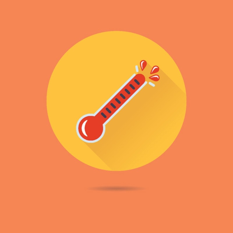 cartoon thermometer completely red